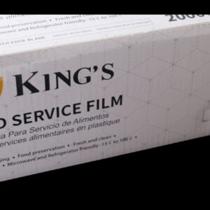 Close-up of a product box labeled 'King's' with printed text.