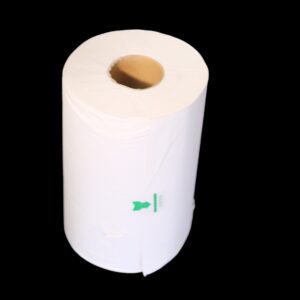 A roll of white toilet paper against a black background.