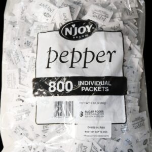 A large bag of 800 individual packets of N'Joy pepper.