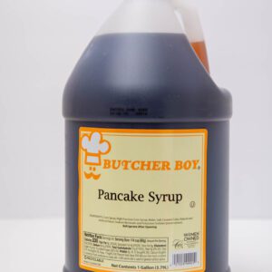 A bottle of Butcher Boy brand pancake syrup.