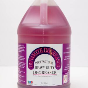 A large bottle of purple heavy-duty degreaser with a clear handle.