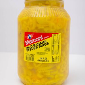 Jar of Marconi yellow corn kernels with a yellow label.