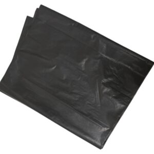 A folded black plastic trash bag.