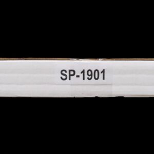 A close-up of a white item labeled SP-1901 on a black background.