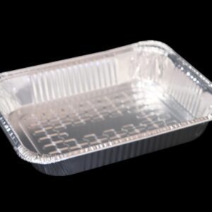 A rectangular disposable aluminum foil tray.