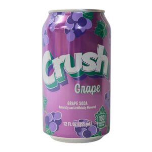 A purple Crush Grape soda can with grape graphics.