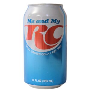 A can of Me and My RC cola with a blue and white design.
