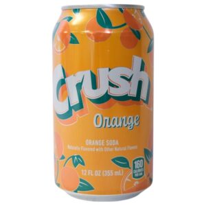 A can of Crush Orange soda with vibrant orange and green design.