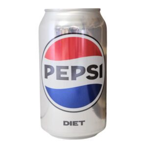 A silver can of Diet Pepsi with the classic red, white, and blue logo.