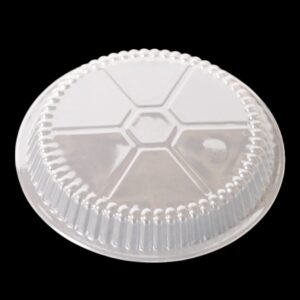 Clear plastic lid for disposable cups or containers.