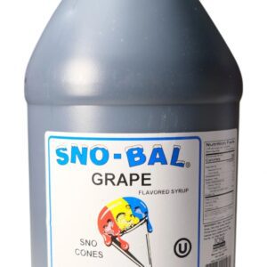 A bottle labeled SNO-BAL Grape flavored syrup.