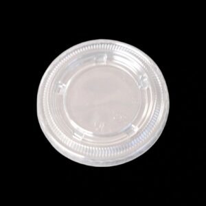Clear plastic lid with a circular design and ridged edges.