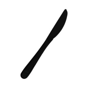 Silhouette of a butter knife on a white background.